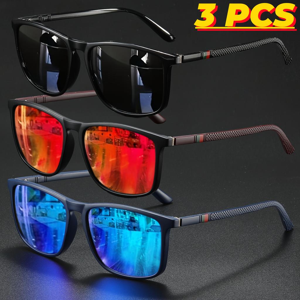 Square UV400 Sunglasses Anti Glare Sun Shades For Summer Vacation Travel Driving Fishing Outdoor Activities