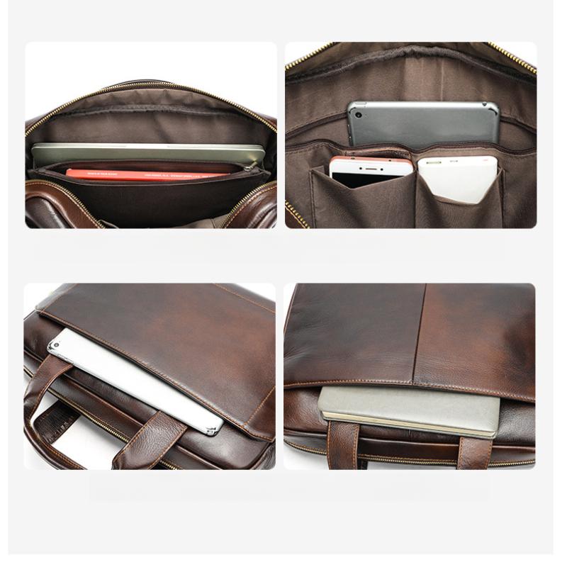Men Genuine Leather Handbags Casual Leather Laptop Bags Male Business Travel Messenger Bags Men's Crossbody Shoulder Bag