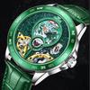 Luxury Double Tourbillon Mechanical Watch Men Business Leather Starry Sky Dial Waterproof Men Automatic Watch