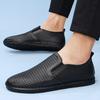 Fashion Summer Mens Punching Leather Loafers Shoes Non Slip Walking Flats Breathable Outdoor Casual Shoes Male Work Office Driving Shoes