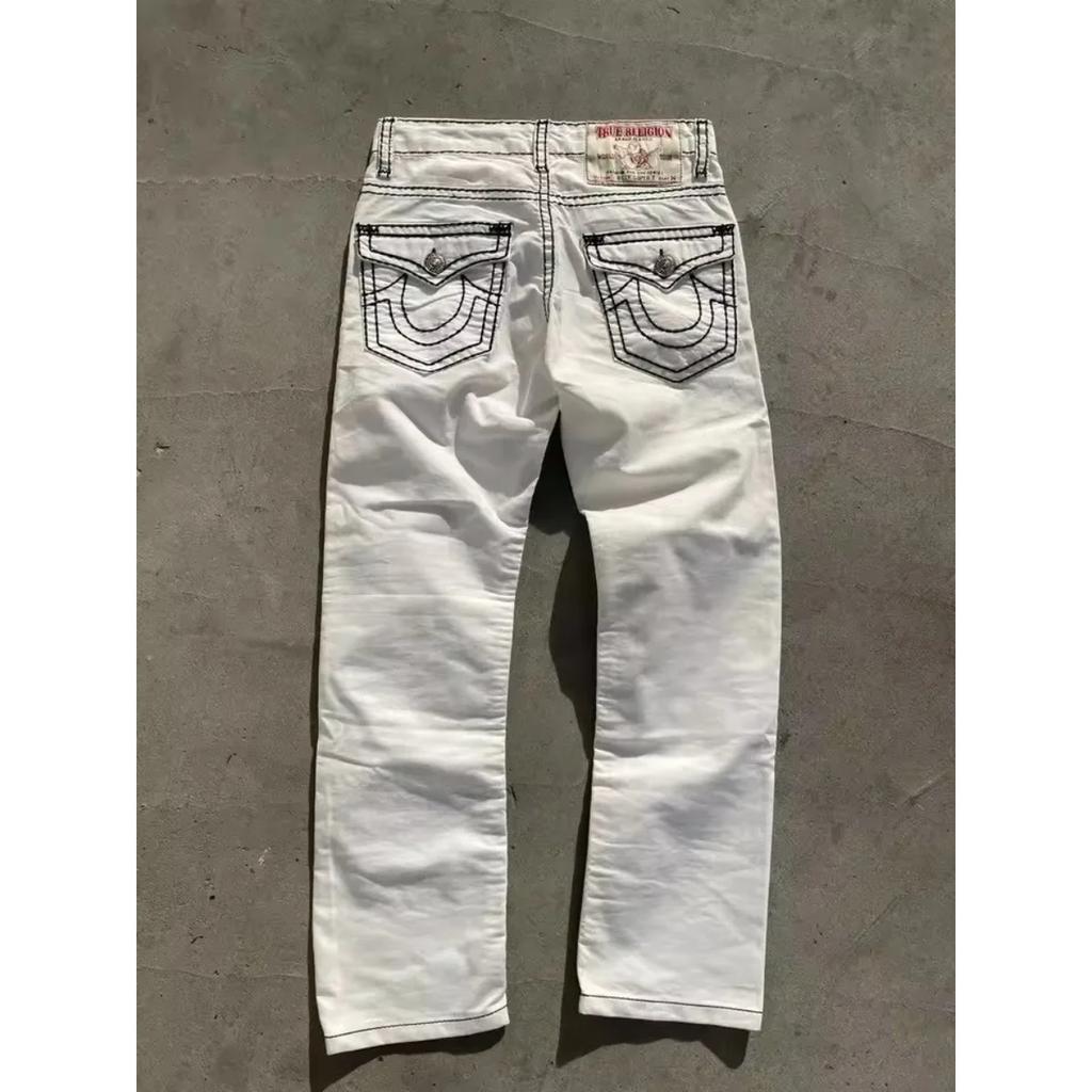 ZYLLO Vintage Hvite Jeans Y2K Klær Menn Kvinner Harajuku Hip Hop Lomme Retro Jeans Mote Lav Midje Bukser