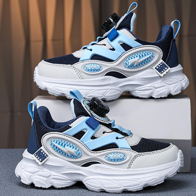 New Boys' Girls' Running Shoes Hot Selling Fashion Anti Slip Sports Shoes Outdoor Thick Soled Rotating Buckle Kids Walking Shoes