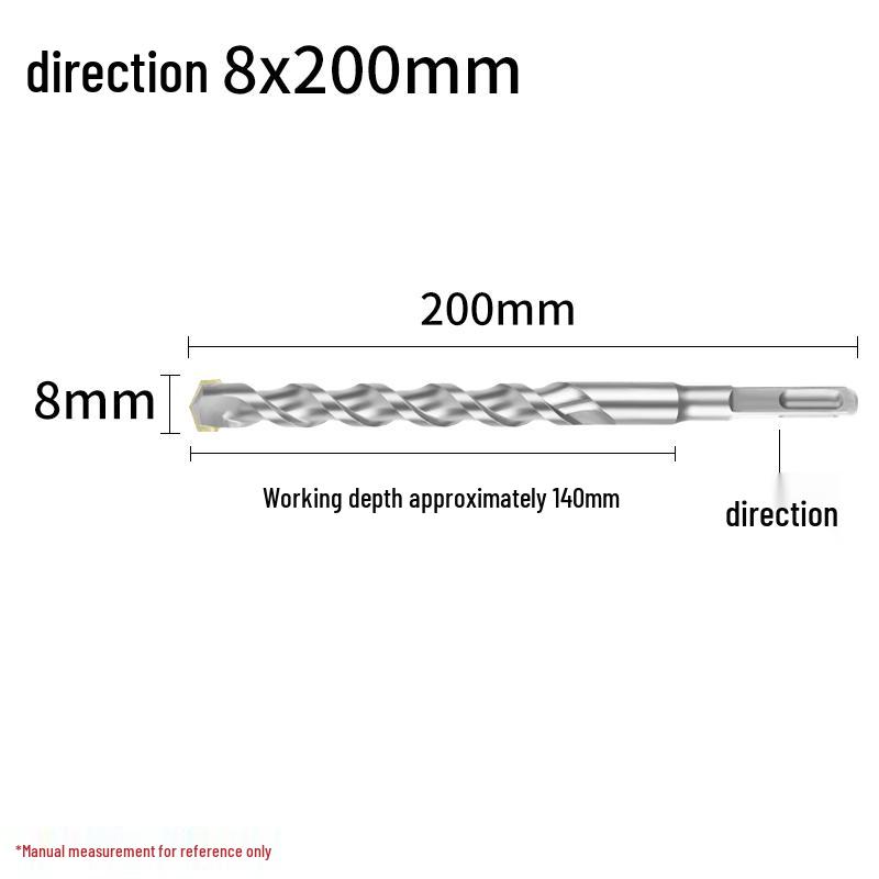 Square Shank 4-Flute Impact Drill Bit for Concrete, Round Shank 2-Flute Hole-Enlarging Drill Bit 150MM