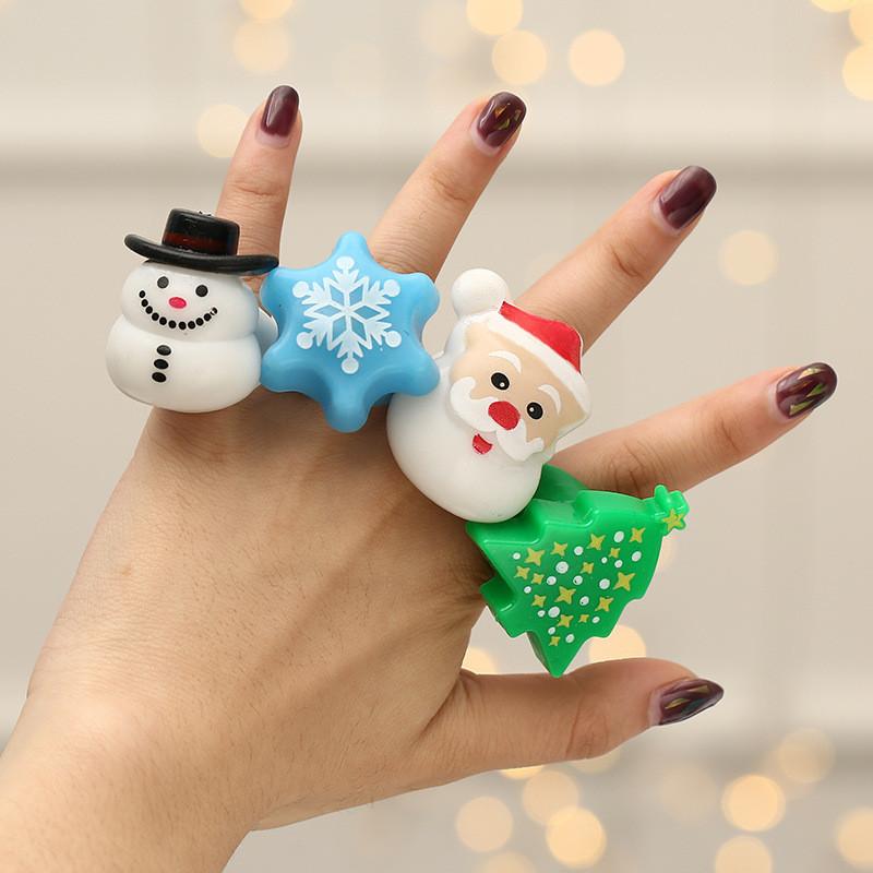 Colorful Glow In The Dark Christmas Cartoon Soft Rubber Rings For Kids Parties
