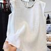 Women's Summer Sleeveless Cotton-Linen Embroidered Tank Top