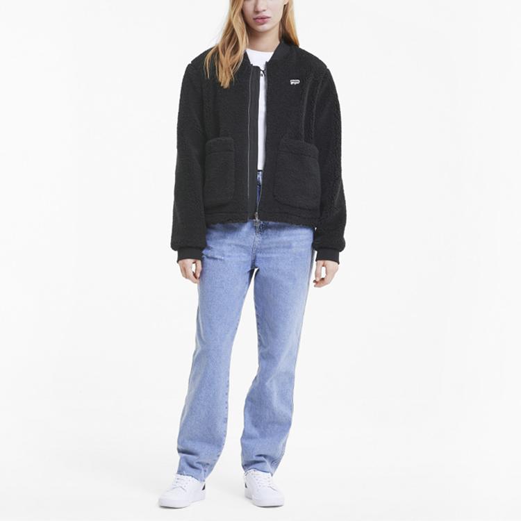 Puma Sherpa Fleece Warm Casual Sports Jacket Women Jacket Black 599146-01
