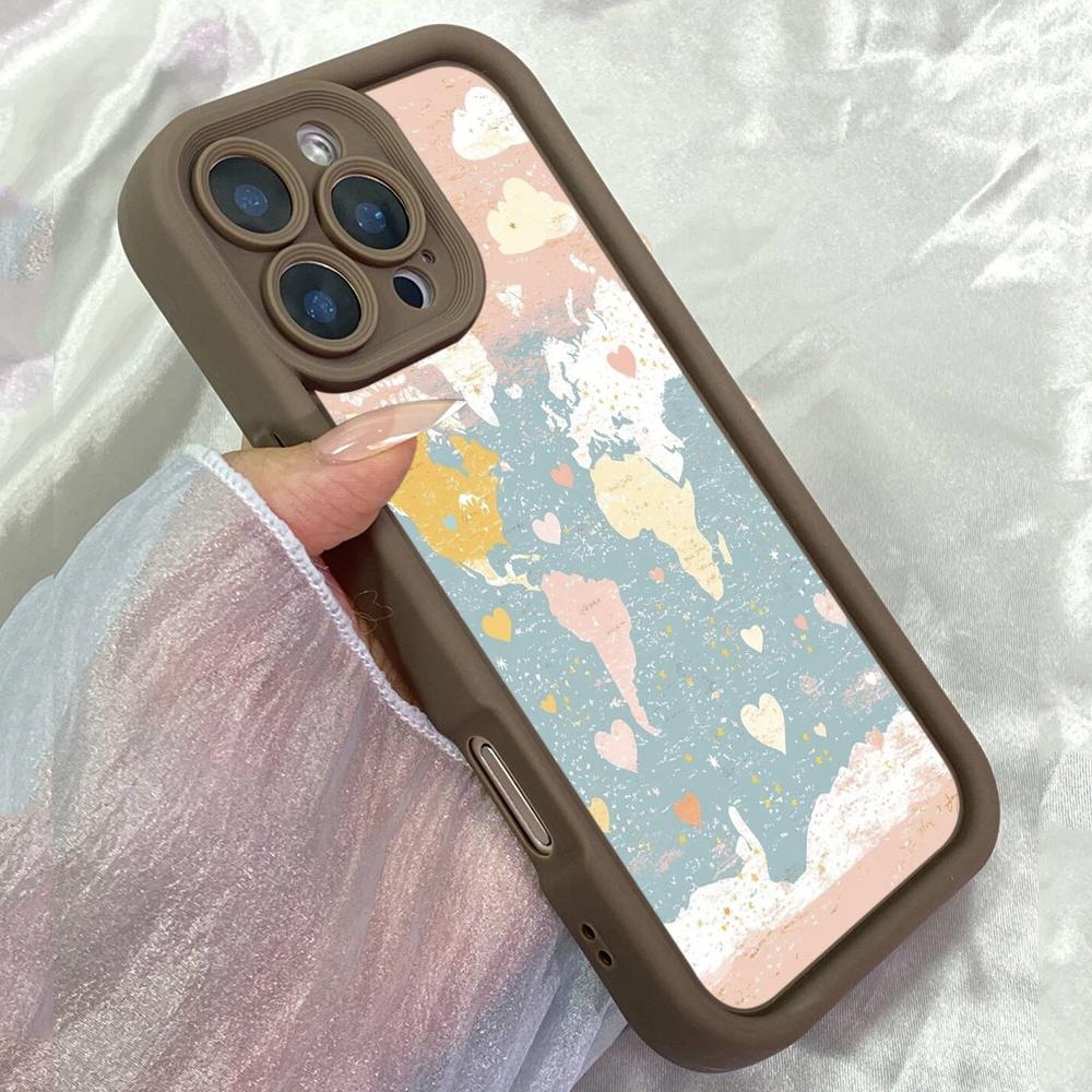 JT192 Colorful World Map Travel for iPhone 17 16 15 14 Pro Max Samsung S26 S25 Ultra A17 A16 A07 A56 A06 A55 Xiaomi 15T Redmi 15c 14C Soft TPU Case