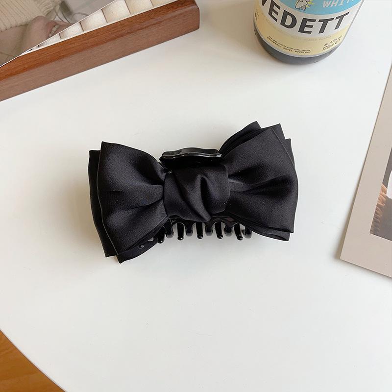 Black Double-sided Bow Tie Grab Clip Shark Clip and Jennie's Same Style Curly Hair Clip Back Head Headdress Hair Accessory