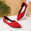 Large size pointed flat bottom shallow mouth single shoes women's new four-season suede flat heel work ladyshoes