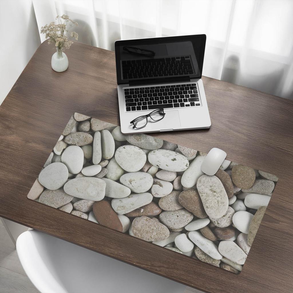 Desk Keyboard Mouse Protective Mat Beach Stones 90X45 Cm