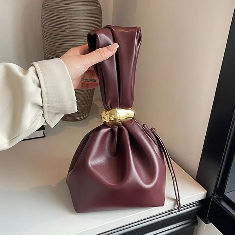 Borsa a mano morbida in pelle personalizzata, borsa a secchiello mini plissettata da donna di lusso, borsa da sera Party con cerniera laterale, temperamento