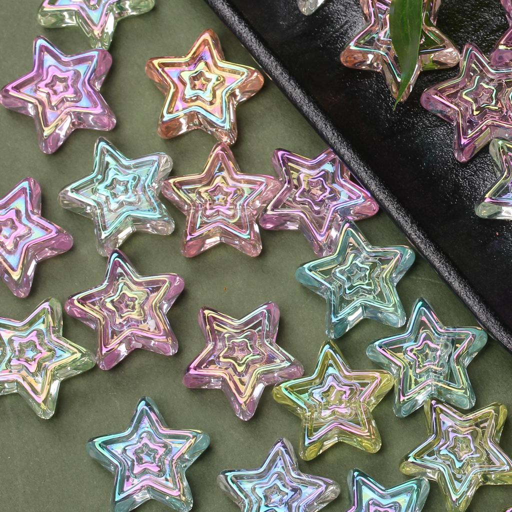 DIY Material Transparent 10Pcs Acrylic Charms Star Pentagram 20mm Beads UV Plated Creative Jewelry Accessories Pendant Bracelet Necklace