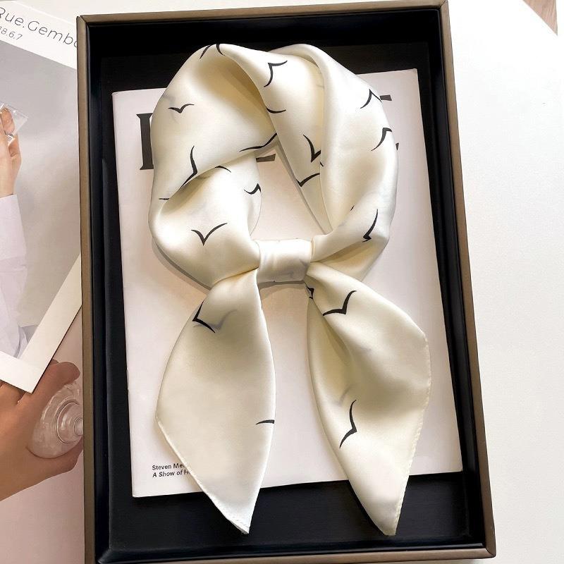 70 simulated silk scarf square scarf women's fashion letter printing small square scarf workplace decoration scarf scarf