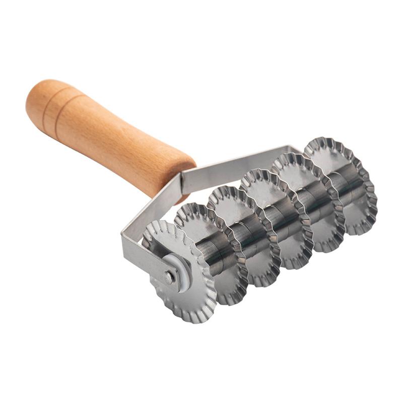 

Нож для резки теста из нержавеющей стали с деревянной ручкой, роликовый нож для резки лапши, печенья, десертов, пиццы, хлеба, слайсер