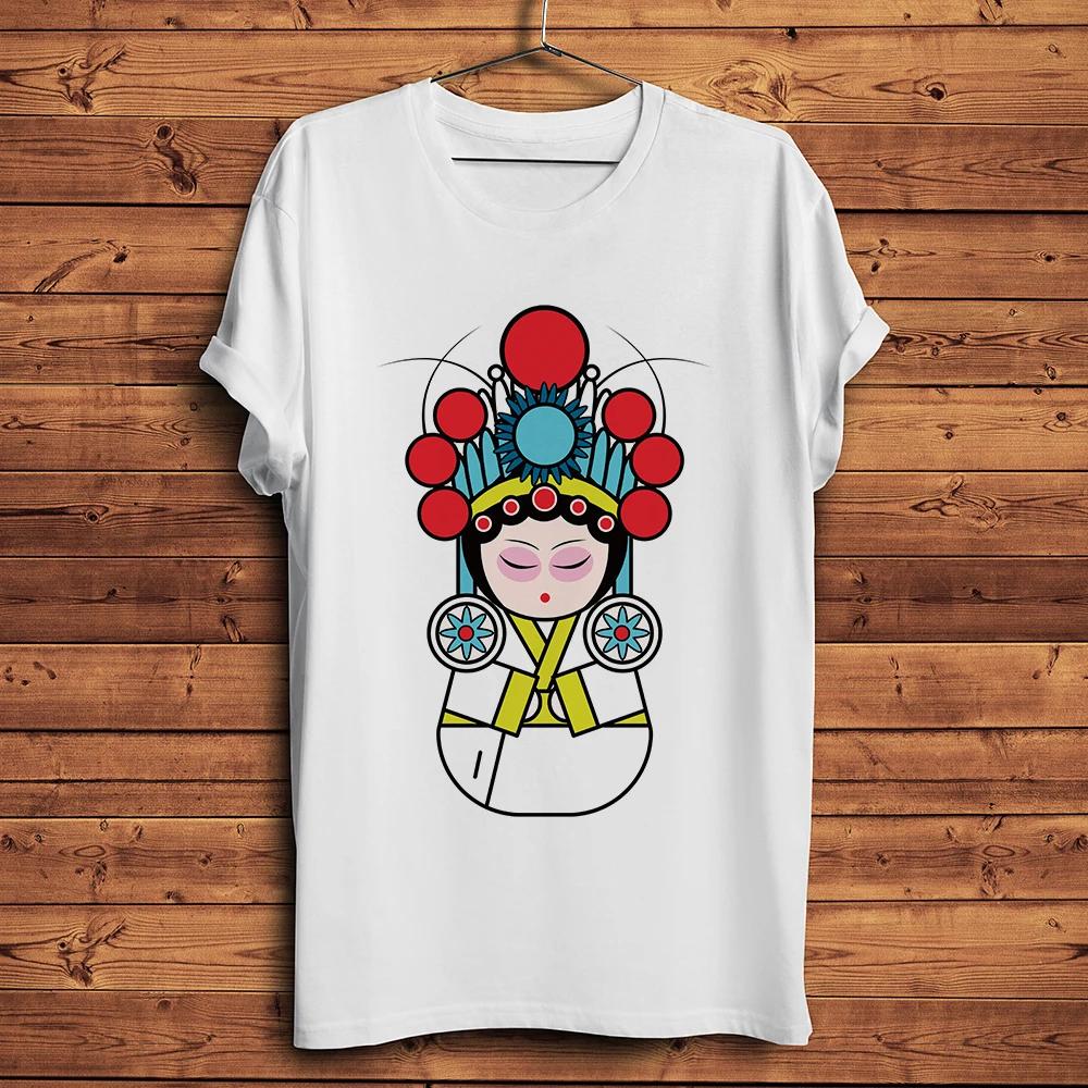 

China Traditional Peking Opera Face Funny TshirtHomme Short Sleeve Unisex White Hipster Casual Tshirt BreathableUnisex Tee 4XL