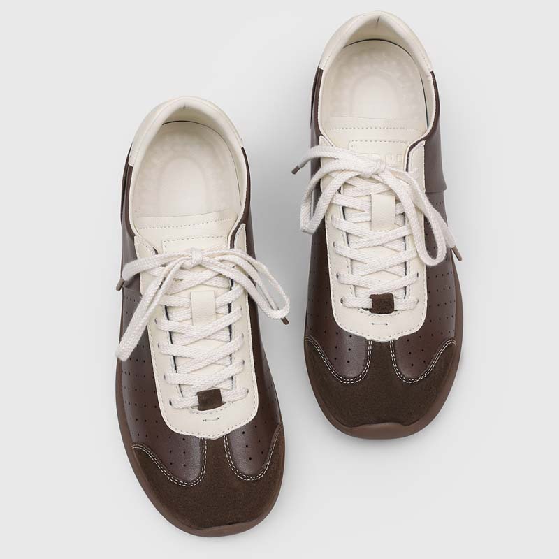 New Fashion Mixed Color Leather Sneakers Male Lace-Up Skate Board Shoes Daily Walking Shoes Breathable Casual Footwear Trainers