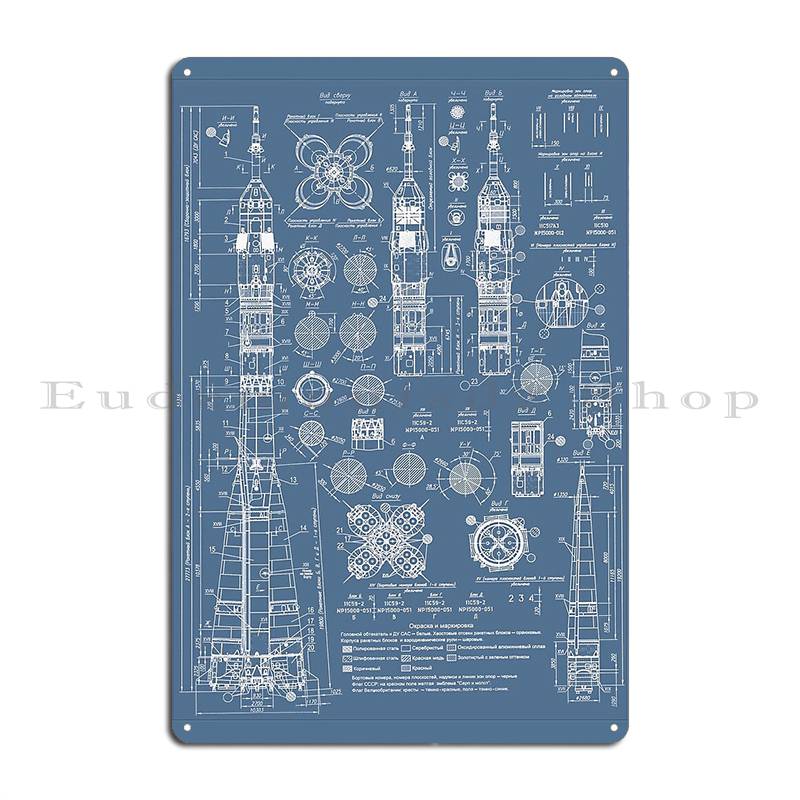 Soviet Space Propaganda Metal Signs Wall Cave Mural Personalized Wall Decor Soviet Gagarin Tin Sign Posters