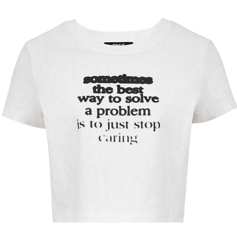 ONLY Women s Letter Print Short-Sleeve Round Neck T-Shirt M