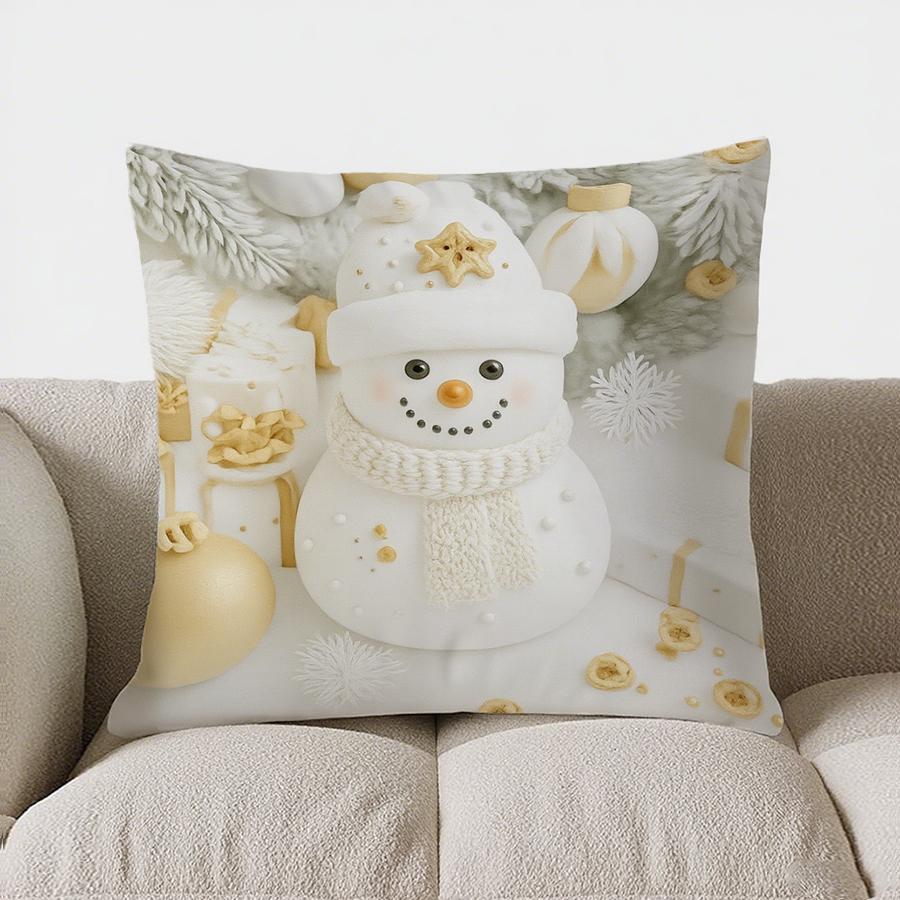 Home Decor Snowy Tree & Cute Owl Decorative Pillow Pattern Cushion Cover Suitable For Sofa Bedroom Car Pillow Cover