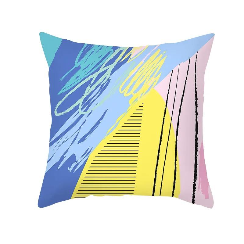 Pink Blue Abstract Decorative Pillowcase Office Living Room Car Ornaments Home Pillowcase