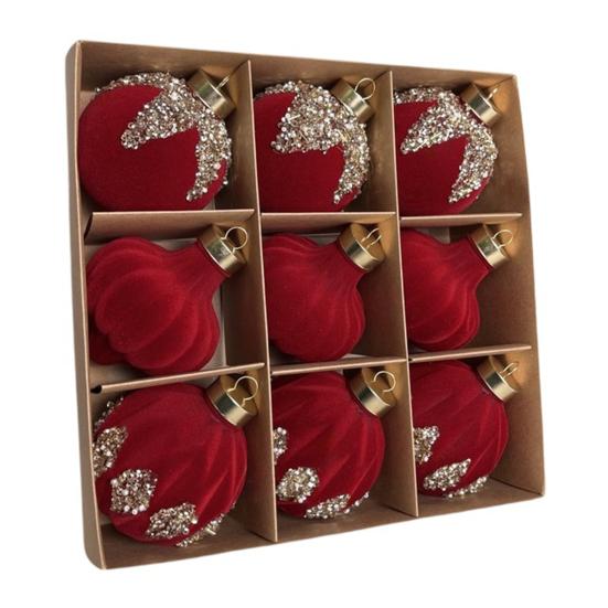 Velvet Christmas Balls Hanging Hoop Tree Decorations Xmas Party Ornaments Easy To Hang Plastic Holiday Decor for Home Office Parties