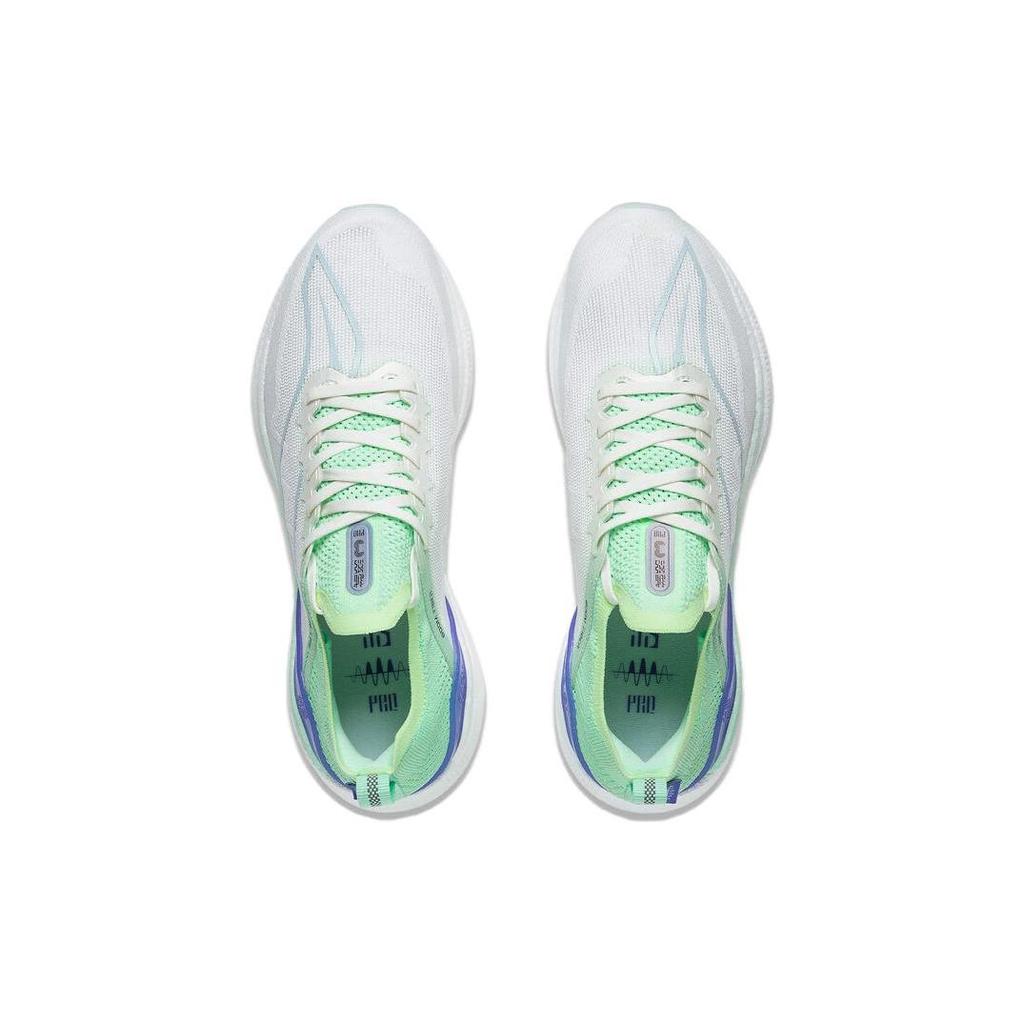 Li Ning YueYing 3.0 Pro Textil, TPU-Dämpfung Rutschfest Niedrig geschnitten Marathon Laufschuhe Unisex Weiß Cyan ARHT017-2