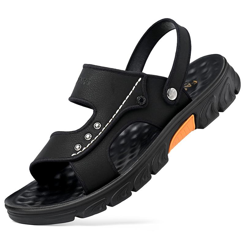 

Men s Sandals Summer Lightweight Wear Resistant Casual Beach Shoes for Men Plus Size Non Slip Comfortable Brown Sandals Men 44 чорний