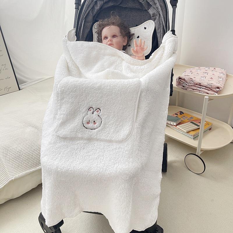 Winter Fleece Baby Blanket Waist Stool Cloak Stroller Blankets Thicken Warm Infants Cloak Cart Cover Blanket Bedding Baby Stuff