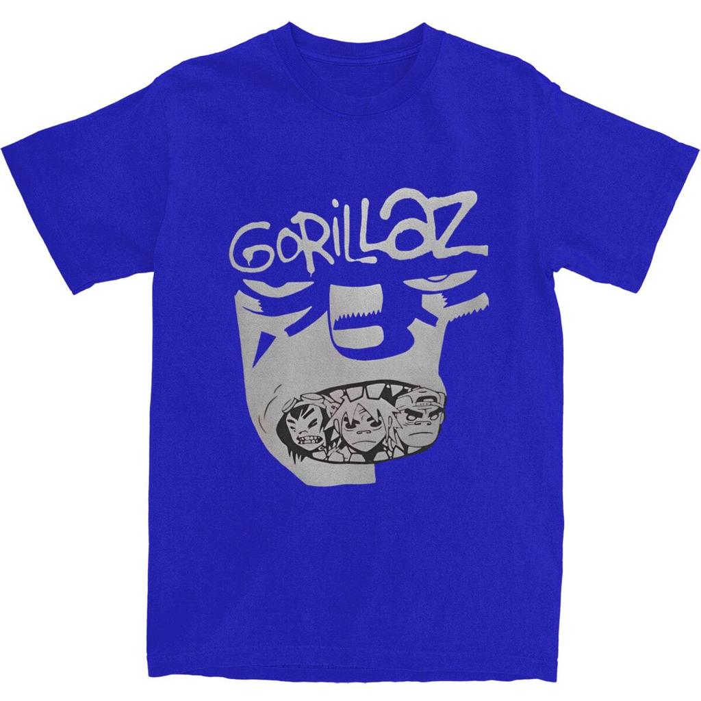 Mens 2D Printed T-Shirt Music Band Gorillaz T-Shirts Fashion Beach Tee Shirt Vintage Print Cotton Tops