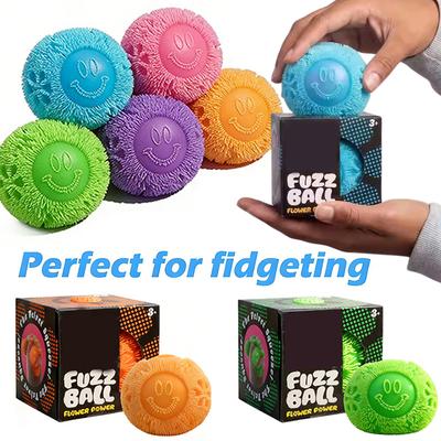 Fidget Toy Fuzz Ball Squeeze Toy Soft Fluffy Flower Power Portable Stress Relief Relieves Anxiety Fidget Squishy Toy | With Logo