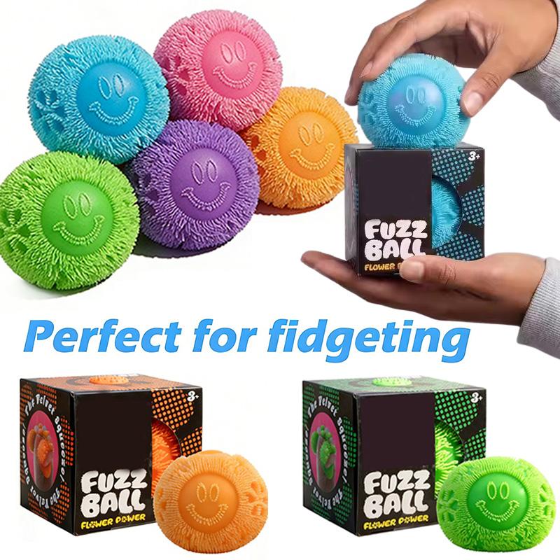 Car Beautiful Stickers Toy Fidget Fuzz Ball Squeeze Toy Soft Fluffy Flower Power Portable Stress Easing Relieves Anxiety Fidget Squishy Toy | With Logo