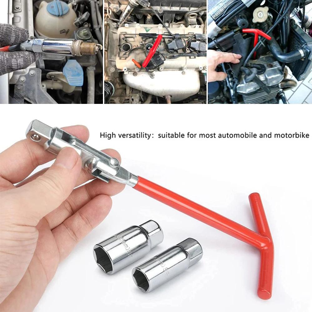 3 In 1 Car Motorcycle Repairing Tool Kit Spark Plug Removal Tool Socket Wrench 16mm (5/8") & 21mm (13/16") T-handle Wrench