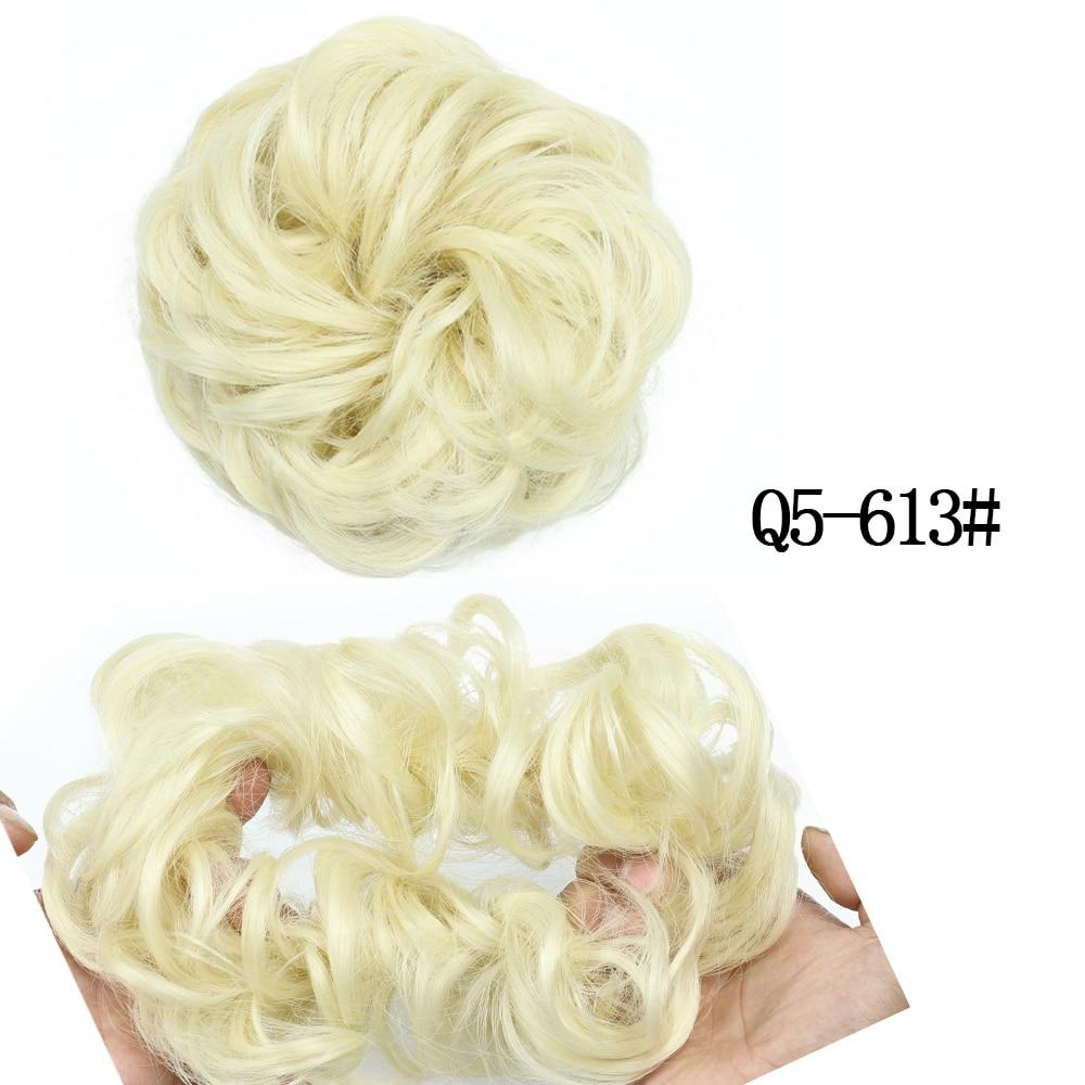 MISSQUEEN Messy Chignon Donut Hair Bun Pad Elastic Hair Rope Rubber Band Synthetic Hairpiece Black Gary Brown Color