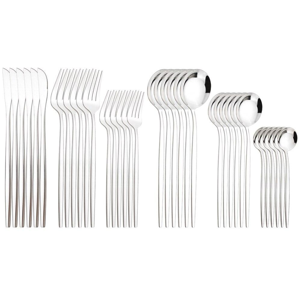 36Pcs Pink Gold Dinnerware Cutlery Set Western Knife Dessert Forks Spoon Flatware Stainless Steel Silverware Kitchen Tableware