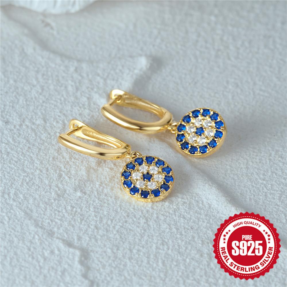 S925 Silver Light Luxury Niche Vintage Demon'S Eye Diamond Ear Buckle Women'S Earrings Silver Earrings