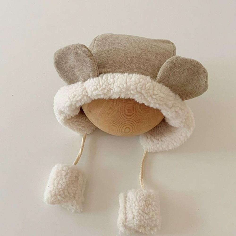 

Winter Bear Ear Hat Fleece Ear Protection Hat Kawaii Baby Beanie Cap Toddler хаки