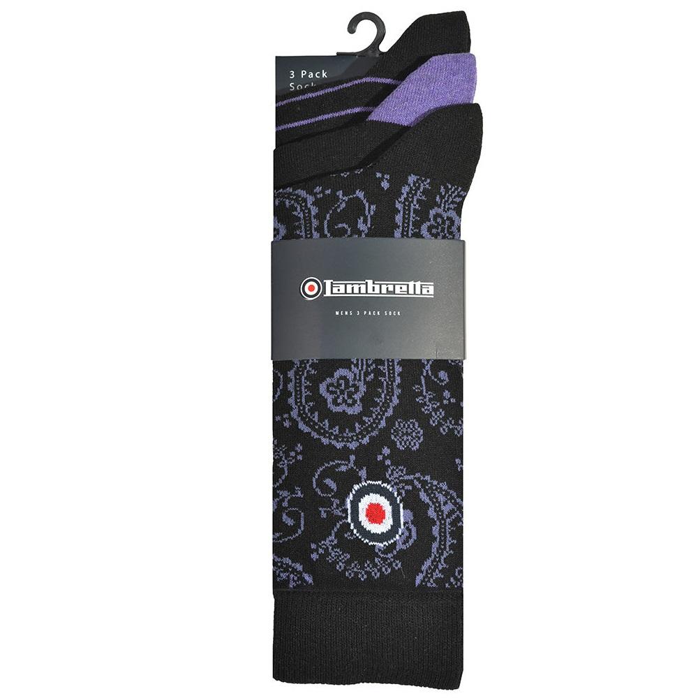 Lambretta Mens Paisley Socks (Pack of 3)