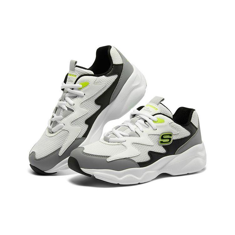 Skechers DLites Airy Breathable Low-Top Dad Sneakers Women sneakers White Gray Green 896041-WBK