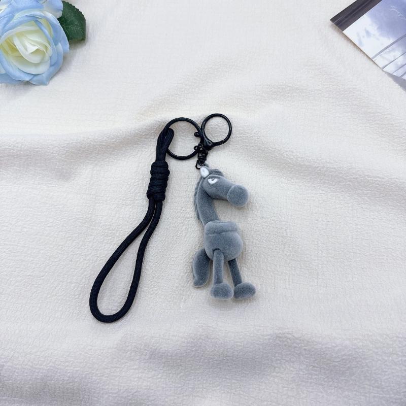 Kreskówkowy Uroczy Flokowany Kucyk Breloczek Zodiakalny Koń Wisiorek Breloczek Dekoracja do Powieszenia na Plecak Maskotka Roku Prezenty