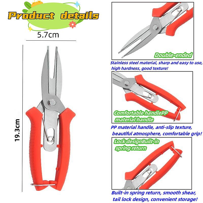 Double-Edged Stainless Steel Garden Pruning Shears for Thinning Flowers, Vegetables, and Fruit Branches