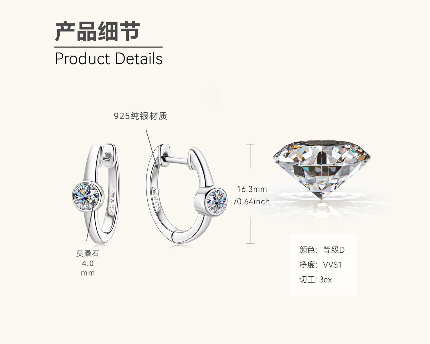 

Silvere Glam Это нишевая серьга из муассанита с европейским и американским дизайном, такие же модные серьги-гвоздики из серебра 925 пробы, как у Douyin 0.3 carat+0.3 carat белый