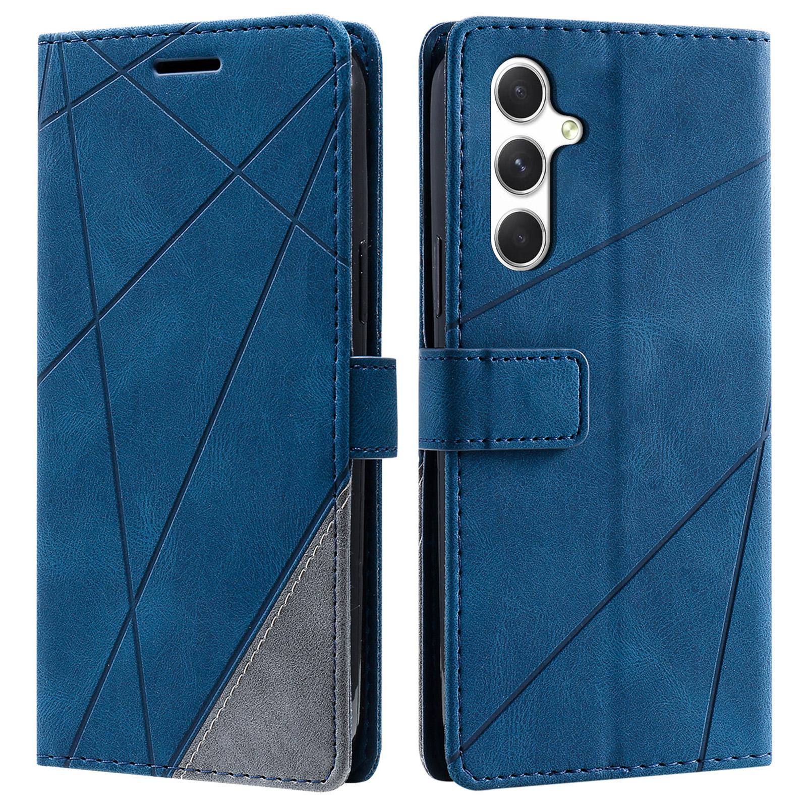 

For Samsung Galaxy A16 4G/5G Case Imprinted Lines PU Leather Splicing Wallet Phone Cover A