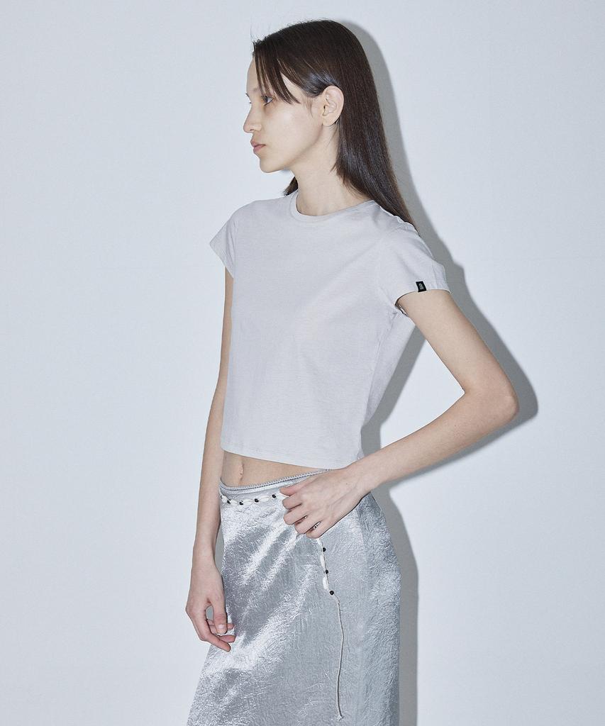 EN OR Basic Short Sleeve Crop T-Shirt - Light Beige