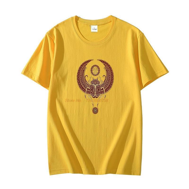 Classic T Shirt For Unisex Graphic T Shirts Red Winged Egyptian Scarab With Ankh Oversized Tshirt Cotton Tshirt Unisexs Clothing