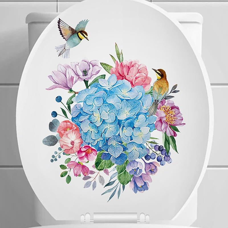 Adesivi per WC Adesivi a Fiori Adesivi Autoadesivi per Bagno Pittura Adesivi Impermeabili Copriwater Pareti del Bagno Adesivi a Fiori
