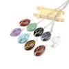 Natural Rough Crystal Amethyst Tiger Stone Oval Tree Of Life Pendant Necklace N643