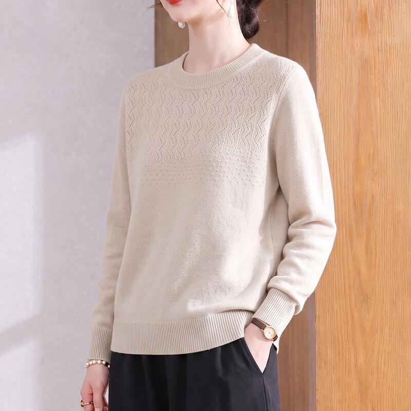 YUZHAOLIN Women's Elegant Crew Neck Knit Pullover for Mature Ladies