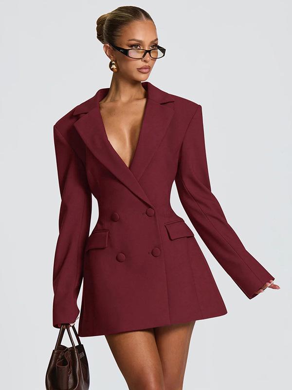 2025 Herbst Sexy Tiefer V-Ausschnitt Langarm Europäischer & Amerikanischer Stil Slim Fit Freizeitkleid