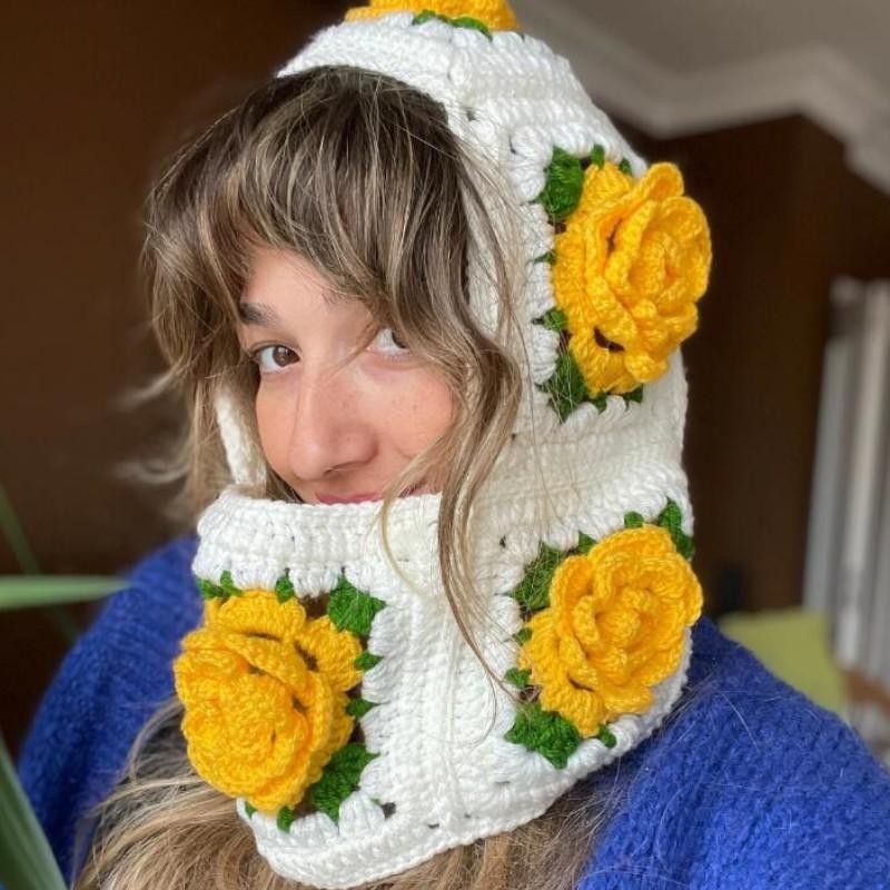 Neue handgefertigte gehäkelte polygonale lustige Pullovermütze, modische und personalisierte Erwachsenenmütze