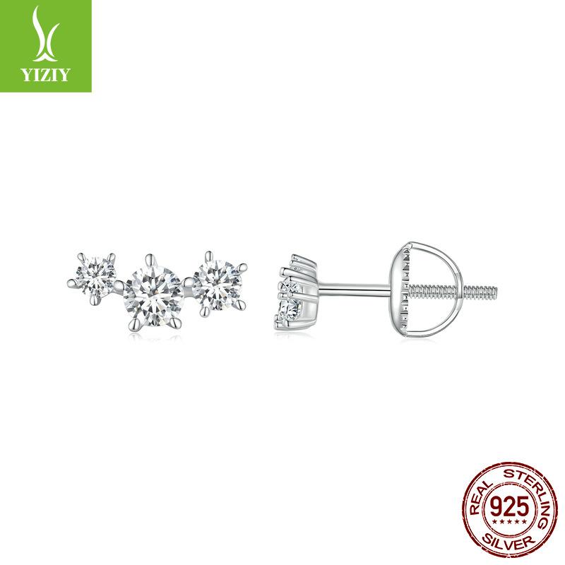 Exquisite And Small Star Moissanite Stud Earrings, Minimalist Premium Style S925 Sterling Silver Threaded Earrings.